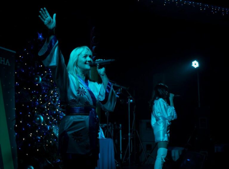 picture of the Abba show on stage singing