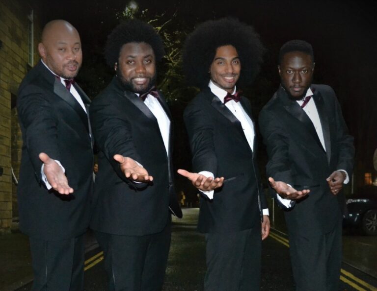 The Sensations Band in black suits