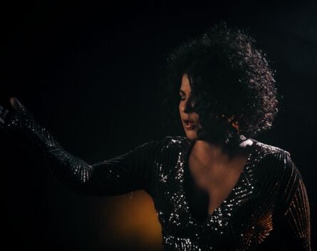 The Whitney Tribute picture with black dress