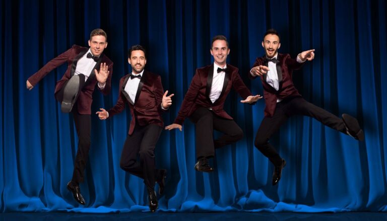 Big Girls Dont Cry Tribute To Franki Valli and The Four Seasons or Jersey Boys In front of blue curtain