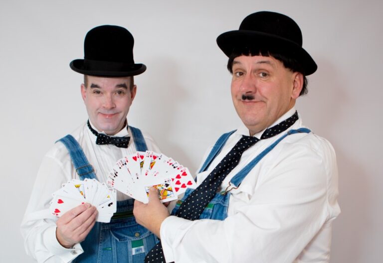 Laurel and Hardy Look-a-like act With playing cards